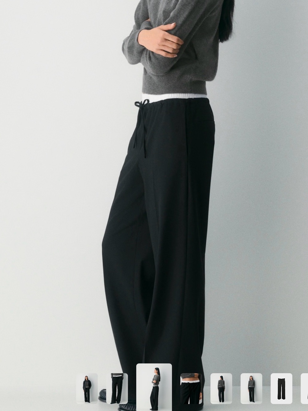 Aritzia Babaton Equity Pant Black with White Waist Wide Leg Drawstring Pants